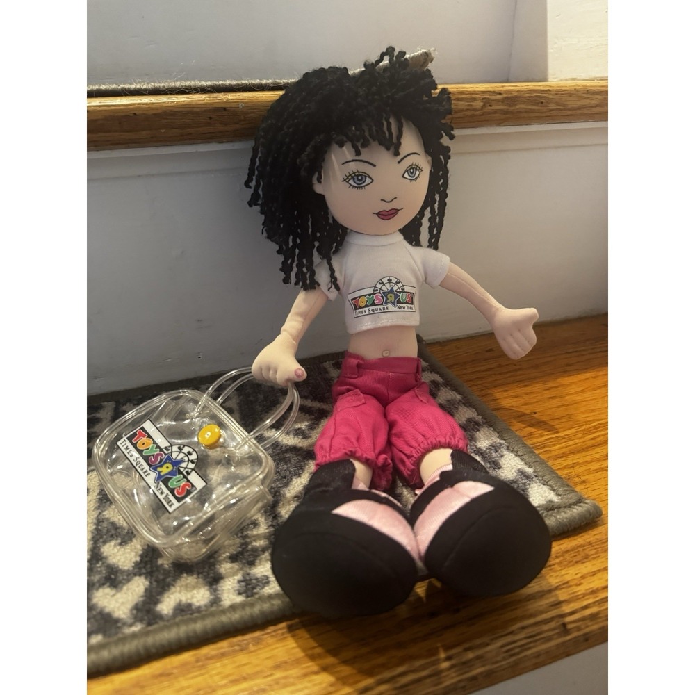 Toys R Us Times Square NY Vintage Plush Girl Doll Purse Belly Shirt Y2K 2001